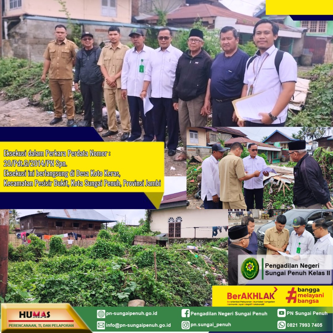 eksekusi dalam perkara perdata Nomor 20/Pdt.G/2014/PN Spn.